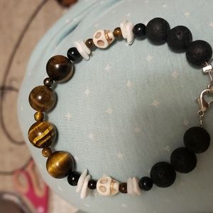 Hand made semi precious stone and shell bracelet